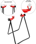 Foldable Steel Bicycle Floor Stand 2 Pack For Road, MTB And Hybrid Bikes, showing adjustable width and two-way rotation