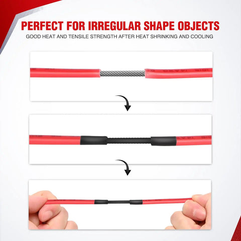 650-Piece Heat Shrink Tubing Kit With 3:1 Shrink Ratio demonstrating use on irregular objects