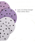 Kick Ass 6 Inch Sanding Discs With 17 Holes For Fast Dust Extraction Hook And Loop Backing That Sticks Tight in varied colors.