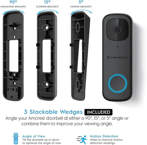 Doorbell Pro No Fuss 4MP Outdoor Video Door Camera For Smart Home Dual Band WiFi AD410 with stackable wedges for varied angles