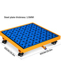 Heavy Duty Spill Containment Pallet On Wheels Yellow Leakproof Drain Tray For Oil Drums And Washing Machines, dimensions shown