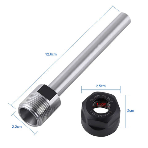 Heavy Duty Straight Shank C12 Collet Chuck Holder With ER16 Ground Clamping For CNC Milling And Lathe Deep Rod Extension Work High Rigidity 100mm Length next to clamping nut
