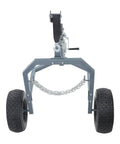 Front view of ATV Log Skidding Arch With 1600 Lbs Capacity Rugged Manual Winch 24 Inch Log Diameter 16 Inch Grip Tires