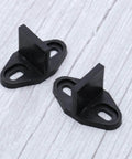 Set Of Two Sliding Barn Door Floor Guides - Adjustable Bottom Mount in black finish, heavy-duty double wheel bearing design