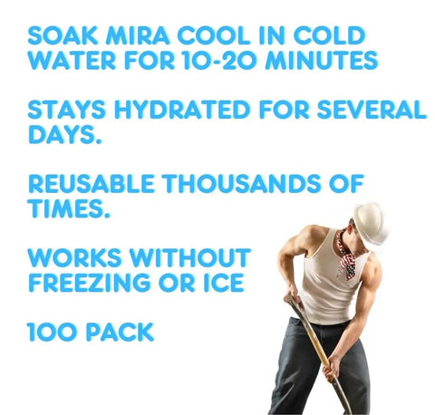 Original MiraCool 940 Cooling Neck Bandana Assorted Colors Pack Of 100 Soak For 2 To 5 Minutes To Activate Cooling Lasts Up To Four Hours worker