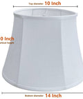 Large Drum Lampshade Set Of 2 White Linen DIY Fabric Spider Fitter Lampshades, 10x14x10 Inches, hand measurement details