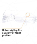 Virtua Clear Lens Safety Glasses Unisex Lightweight Wraparound Eyewear With ANSI Z87 High Impact Protection side angle