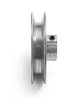 Side view of Heavy Duty 3.5 Inch V Groove Drive Pulley with Five Eighths Inch Bore Zinc Alloy Die Cast for 4L A Belts 34 Degree Groove