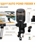 Set It And Forget It Vacation Ready Automatic Pond Feeder with LCD controller and accessories for easy setup, 5.5 liter capacity.