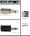 Push Pull Solenoid 12V 2A With 65N Force, 20mm Stroke Electric Lifting Magnet Electromagnet with dimensions and model 1564B