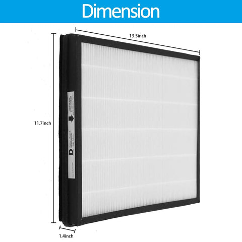H13 True HEPA Replacement D Filter for Idylis air purifier dimensions 13.3 x 11.7 x 1.4 inches shown.