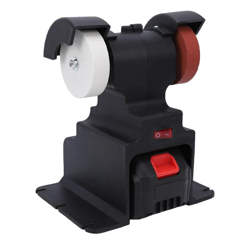 Aramox Mini Bench Grinder Polisher With Dual 4000Mah Batteries, compact tool with two polishing wheels for metal finishing.
