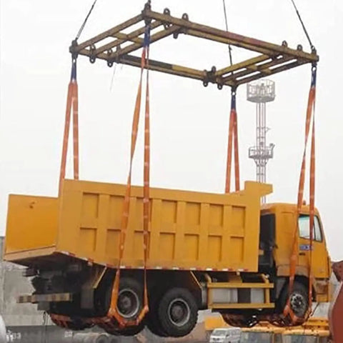 Beefy Heavy Duty Cargo Hoisting Net for Material Handling Polyester Lifting Net With Extended Corner Slings on truck