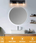 Three Light Matte Black Bathroom Vanity Light Fixture For Farmhouse Style Over Mirror With Clear Glass Shade E26 Base Sleek Durable Metal