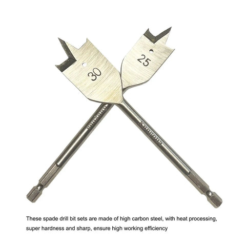 Heavy Duty Spade Drill Bit Set For Woodworking With High Carbon Steel Paddle Bits And Quick Change Hex Shank Sizes 25 30mm