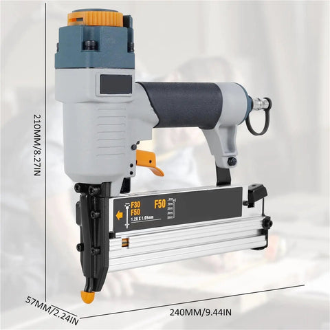 Pro Grade Pneumatic Brad Nailer For Professional Carpentry Hella Reliable Build Slick Depth Adjustment Ergonomic Grip 16 18 Gauge Air Powered Fastening Tool Straight Shooter