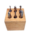 HSS 2-flute ball-nose end mills in wooden storage stand, 6-piece set