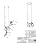 Heavy Duty 30,000 Lb Round Inner Gooseneck Coupler Assembly With 2-5/16 Inch Ball And 3 Inch Rigid Hitch Logo Decal Made In USA For Secure Towing And Hauling, exploded view