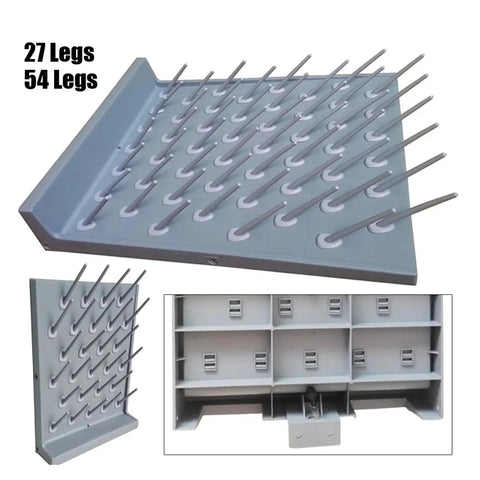 Wall Lab Drying Draining Racks With 27 Pegs, Made From Food Grade PP Plastic In Grey, showcasing 27 drying pegs in a compact design.