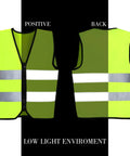 Kids Reflective Safety Vest 20 Pack High Visibility Neon Vests With Zipper For Ages 3 To 10 Cycling Running Green Front and Back View