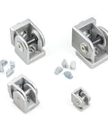 Ball Bearing Door Hinge With Silent Pivot Built To Last Heavy Duty Aluminum Connector For 20 30 40 45 Series Aluminum Extrusion Profiles And 28 4040 Size Ideal For Indoor And Outdoor Residential And Commercial Use, silver hinge set