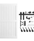 Rock Solid White Sliding Barn Door 48 X 84 Inches Smooth Glide Hardware Kit Primed Mdf Pvc Core with installation hardware