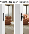 Demonstrating operation of Matte Black Flush Mount Pocket Door Pull Handle with Edge Pull for sliding doors self retracting mechanism.
