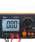 VC480C Pro-Grade Ultra-Precise Milliohm Meter with large backlit LCD, 4-wire Kelvin clips, and manual zero adjustment visible