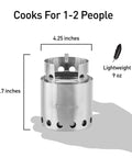Ultra Lightweight Packable Camping Stove For Hiking And Survival With Gasification Rocket Design, 4.25 inches wide, 9 oz
