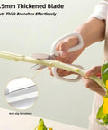 Ultra Sharp Garden Shears For Plants And Bonsai Pruning Stainless Steel With Anti Slip Serrations cutting through branch