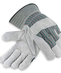 Heavy Shoulder Leather Palm Work Gloves With Two And A Half Inch Rubberized Safety Cuff Wing Thumb For Flex Internal Cotton Palm Lining