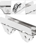 Showcase Window Roller Set, 10 Pcs Mini Sliding Door Rollers Replacement Wheels, 7.0mm Stainless Steel Pulley Clamp For 5-6mm Thick Glass Doors