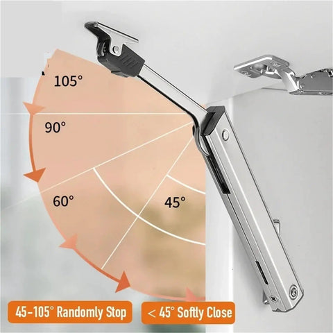 Heavy Duty Hydraulic Adjustable Door Hinge With Silent Operation For Interior And Exterior Doors Built To Last, Smooth Close, Easy Install, Tough As Nails Hardware For High Traffic Entryways, 45-105° stop