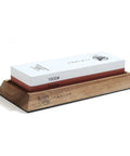 Pro Grade Japanese Knife Sharpening Stone Double Sided Whetstone 1000/3000 Grit With Non Slip Wooden Base on display