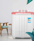 No Sweat Portable Washing Machine 3.6 Kg Double Barrel Automatic Laundry Cleaner Quiet Mini Clothes Washer in a modern room.