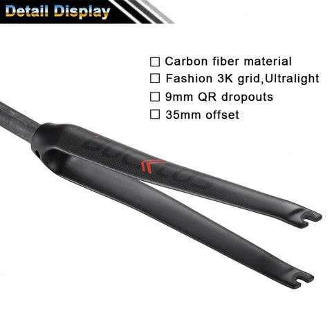 Ultra Light Full Carbon Fiber Road Fork 28.6mm 700C 1-1/8 Straight Threadless with 9mm QR 35mm Offset