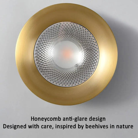 12 Pack Swanky LED Recessed Downlights Brushed Brass And Black Gold Finish showing honeycomb reflector design for anti-glare.