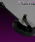 Amazon ball turning attachment for lathe; black circular base with adjustable cutter, side view
