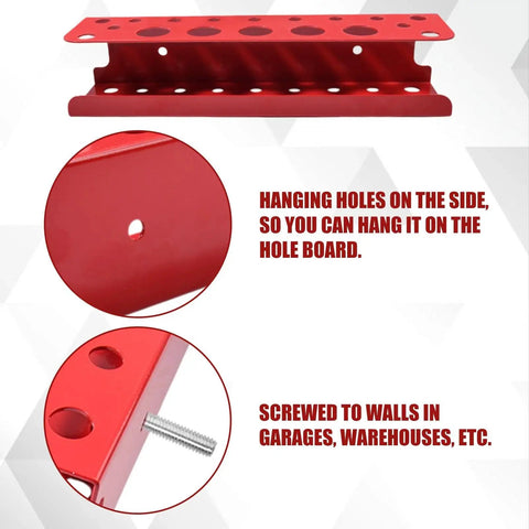 Heavy Duty Magnetic Tool Holder Rack For Screwdrivers And Pliers Wall Mount Pegboard Organizer showing hanging holes and screw detail.
