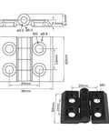 Diagram of 20 series pivot hinge included in 4 Sets 2020 90mm T Slot Door Handles And 20 Series Pivot Hinges For Aluminum Profiles Extrusion Hardware Kit