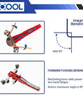 Diagram showing Tubing Bender Kit With Seven Exchangeable Heads One Quarter To Seven Eighths Inch For Soft Copper And Aluminum HVAC.