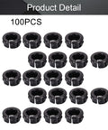 Open Snap Bushing 19mm Black Nylon Cable Hose Grommet Protector Round Snap Panel Hole Plug Cover, 100 pieces