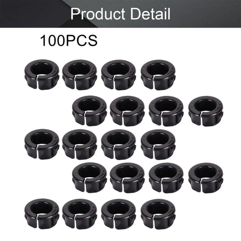 Open Snap Bushing 19mm Black Nylon Cable Hose Grommet Protector Round Snap Panel Hole Plug Cover, 100 pieces