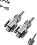 Dual Function Pipe Thread Cutter For Internal And External Threads Drill Compatible PVC Threader Kit One Half Inch And Three Quarters Inch Rethreading Tool For DIYers And Pros Silvery Finish