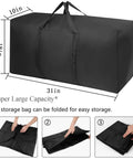 Extra Large Moving Bags With Strong Zippers And Handles For Clothes Storage And Moving, 31x18x10 Inches, foldable for easy storage