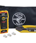 RJ45 Ethernet Cable Tester And Crimper Kit With Pass Thru Technology, includes connectors, tool, and black carrying case