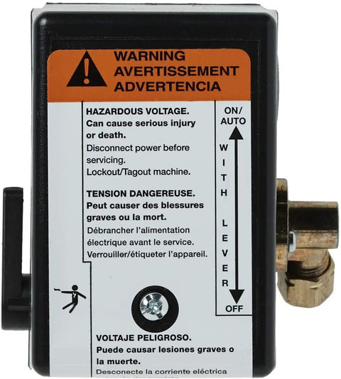 Single Stage Air Compressor Pressure Switch For SS3 And SS5 With Side Shutoff, 100 Psig Cut In And 135 Psig Cut Out, NEMA Type 1 Enclosure