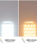 Comparison of 6000K daylight white and 3000K warm white E12 LED bulb lighting effects