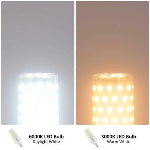 Comparison of 6000K daylight white and 3000K warm white E12 LED bulb lighting effects