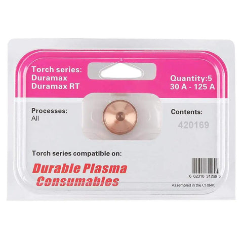 5Pcs 420169 Plasma Cutting Nozzles And Torch Tips Set in retail packaging, compatible with Duramax series